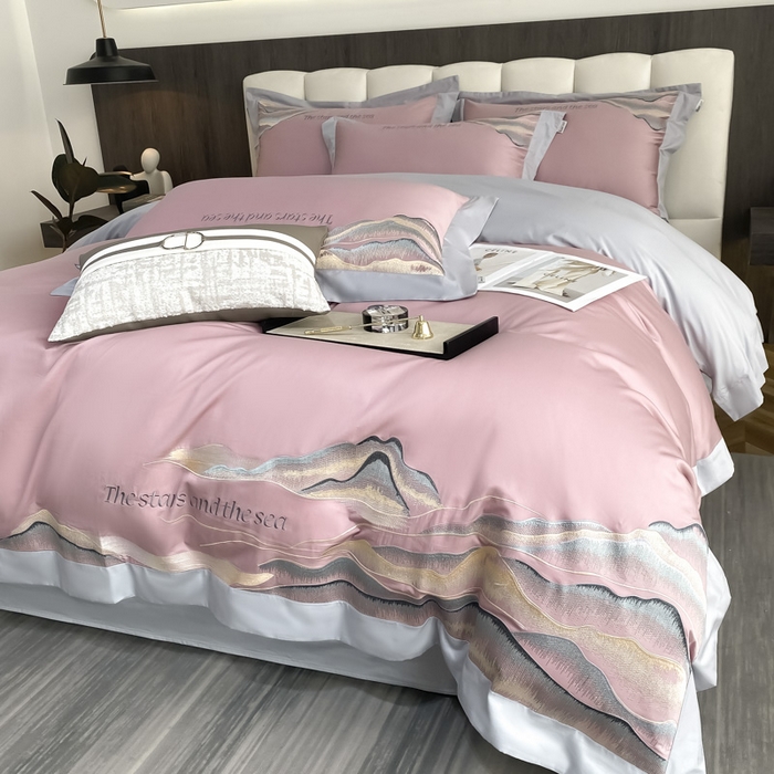 91家纺网 家纺一手货源 找家纺 （总）春夏新品【直播爆款】80支长绒棉四件套全棉纯棉高定全棉轻奢刺绣天丝棉贡缎被套床笠