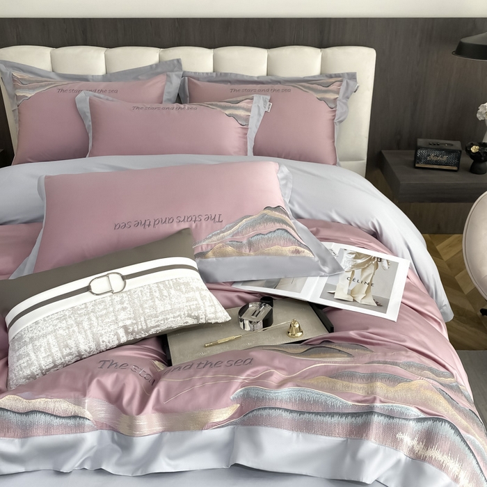 91家纺网 家纺一手货源 找家纺 （总）春夏新品【直播爆款】80支长绒棉四件套全棉纯棉高定全棉轻奢刺绣天丝棉贡缎被套床笠