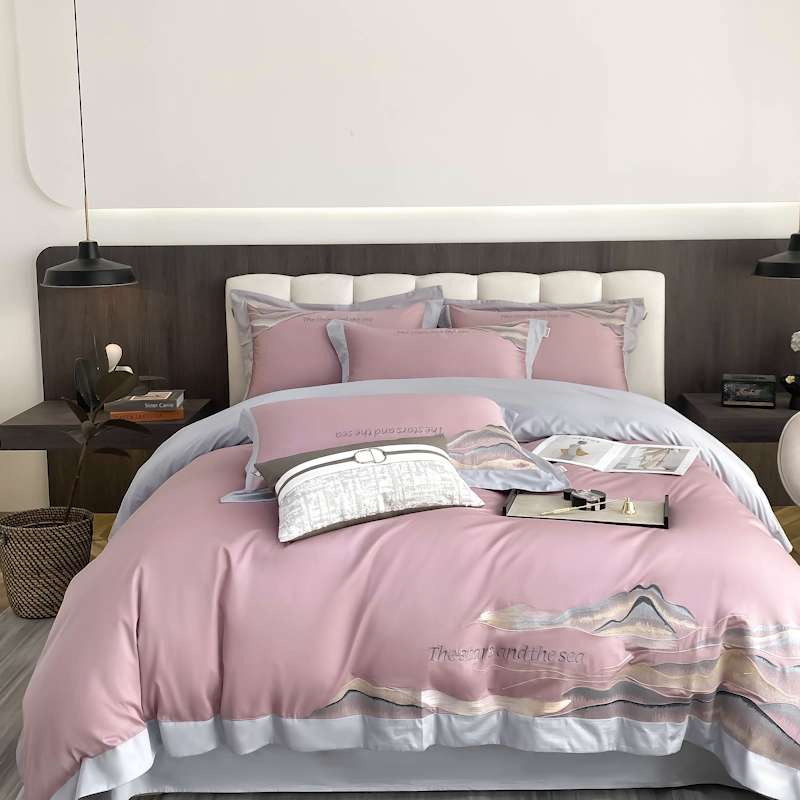 91家纺网 家纺一手货源 找家纺 （总）春夏新品【直播爆款】80支长绒棉四件套全棉纯棉高定全棉轻奢刺绣天丝棉贡缎被套床笠