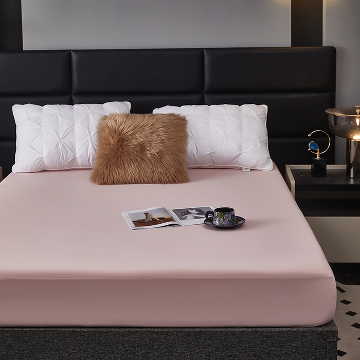 91家纺网 家纺一手货源 找家纺 全美家居 2025新款高克重云柔针织棉防水床笠床笠单件单床笠 粉彩