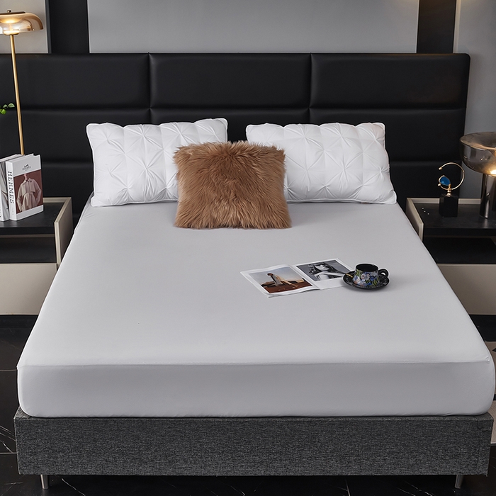 91家纺网 家纺一手货源 找家纺 全美家居 2025新款高克重云柔针织棉防水床笠床笠单件单床笠 烟灰色