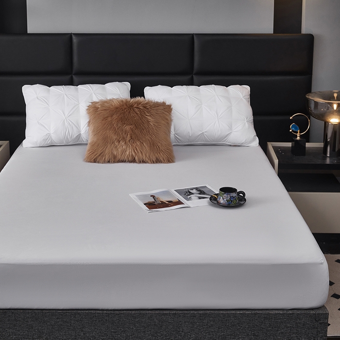 91家纺网 家纺一手货源 找家纺 全美家居 2025新款高克重云柔针织棉防水床笠床笠单件单床笠 烟灰色