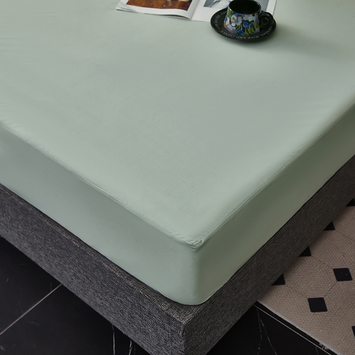 91家纺网 家纺一手货源 找家纺 全美家居 2025新款高克重云柔针织棉防水床笠床笠单件单床笠 芥末绿