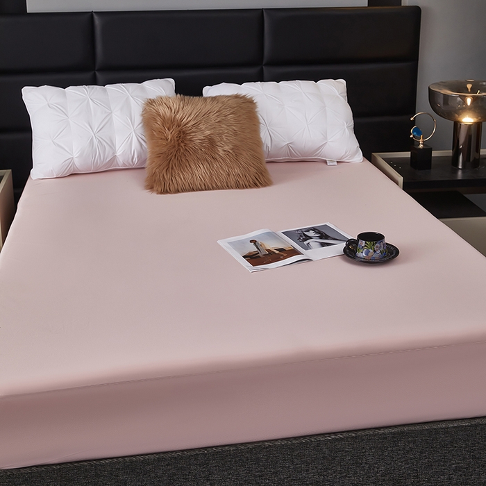 91家纺网 家纺一手货源 找家纺 全美家居 2025新款高克重云柔针织棉防水床笠床笠单件单床笠 粉彩