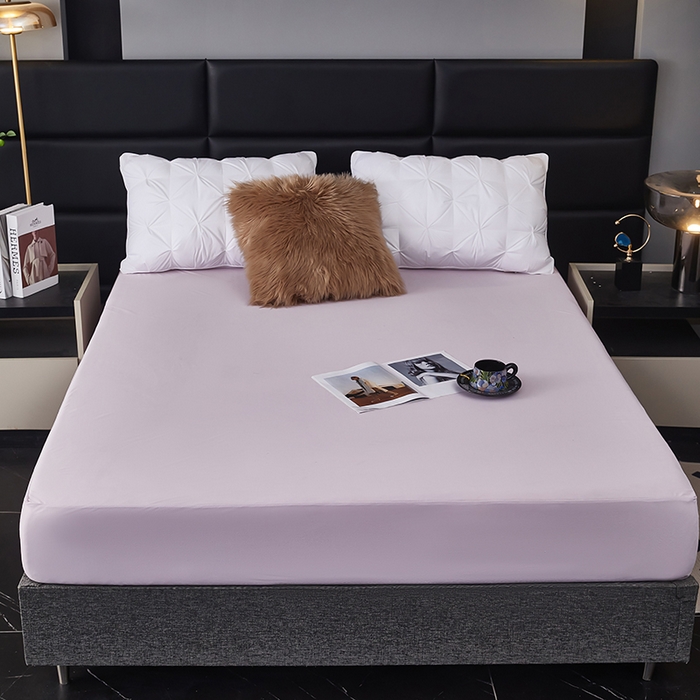 91家纺网 家纺一手货源 找家纺 全美家居 2025新款高克重云柔针织棉防水床笠床笠单件单床笠 香芋紫