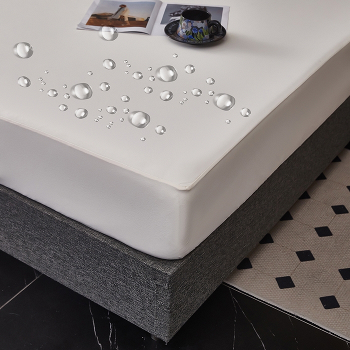 91家纺网 家纺一手货源 找家纺 全美家居 2025新款高克重云柔针织棉防水床笠床笠单件单床笠 奶昔白