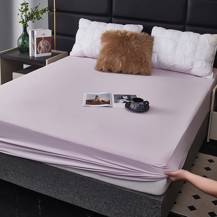 91家纺网 家纺一手货源 找家纺 全美家居 2025新款高克重云柔针织棉防水床笠床笠单件单床笠 香芋紫