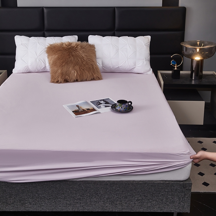 91家纺网 家纺一手货源 找家纺 全美家居 2025新款高克重云柔针织棉防水床笠床笠单件单床笠 香芋紫