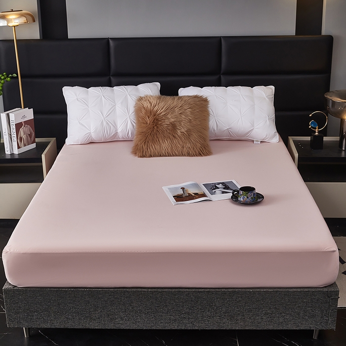 91家纺网 家纺一手货源 找家纺 全美家居 2025新款高克重云柔针织棉防水床笠床笠单件单床笠 粉彩