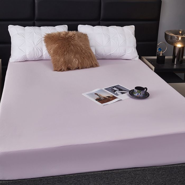 91家纺网 家纺一手货源 找家纺 全美家居 2025新款高克重云柔针织棉防水床笠床笠单件单床笠 香芋紫