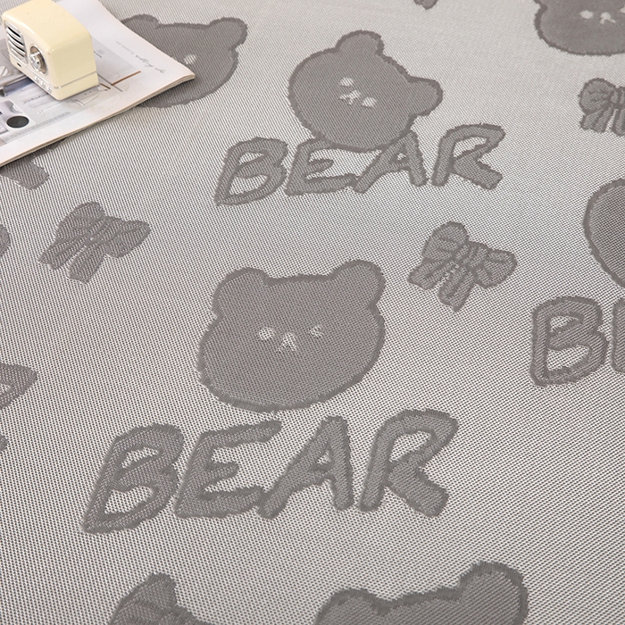 91家纺网 家纺一手货源 找家纺 莱家富 2025新款A类凉感提花冰丝凉席 快乐小熊-灰