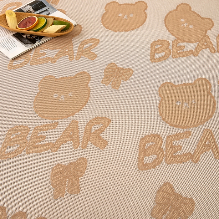 91家纺网 家纺一手货源 找家纺 莱家富 2025新款A类凉感提花冰丝凉席 快乐小熊-奶咖