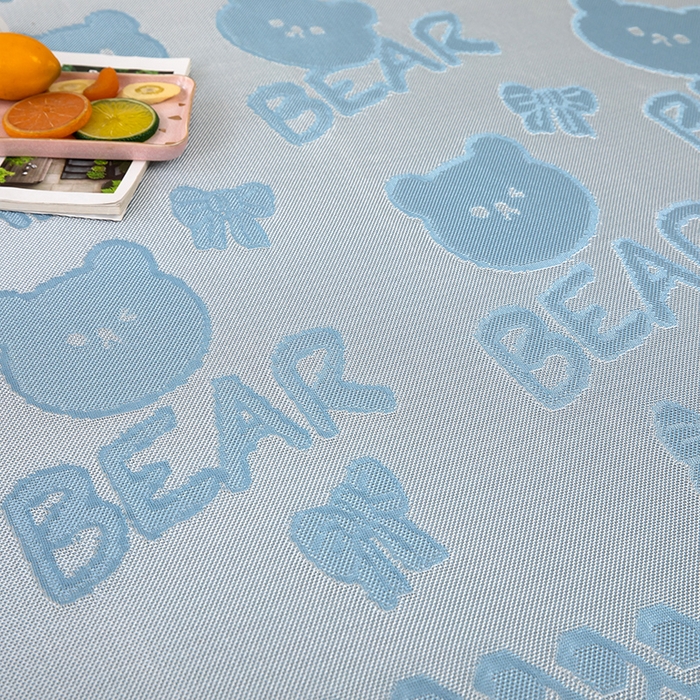 91家纺网 家纺一手货源 找家纺 莱家富 2025新款A类凉感提花冰丝凉席 快乐小熊-天蓝