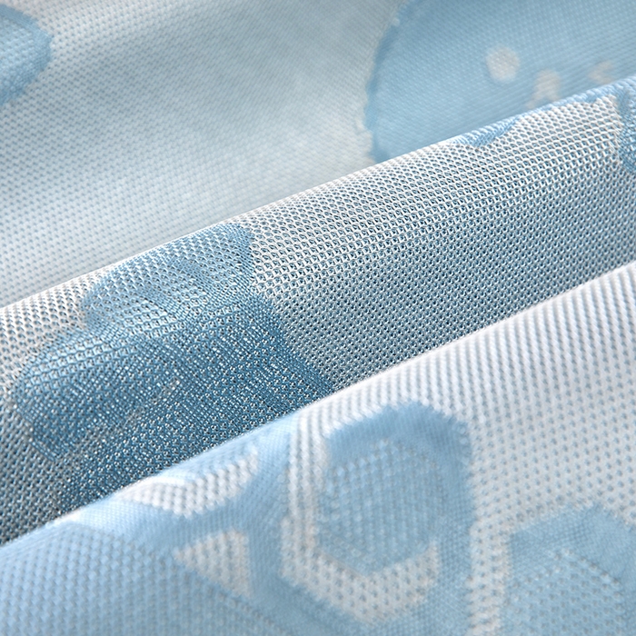 91家纺网 家纺一手货源 找家纺 莱家富 2025新款A类凉感提花冰丝凉席 快乐小熊-天蓝