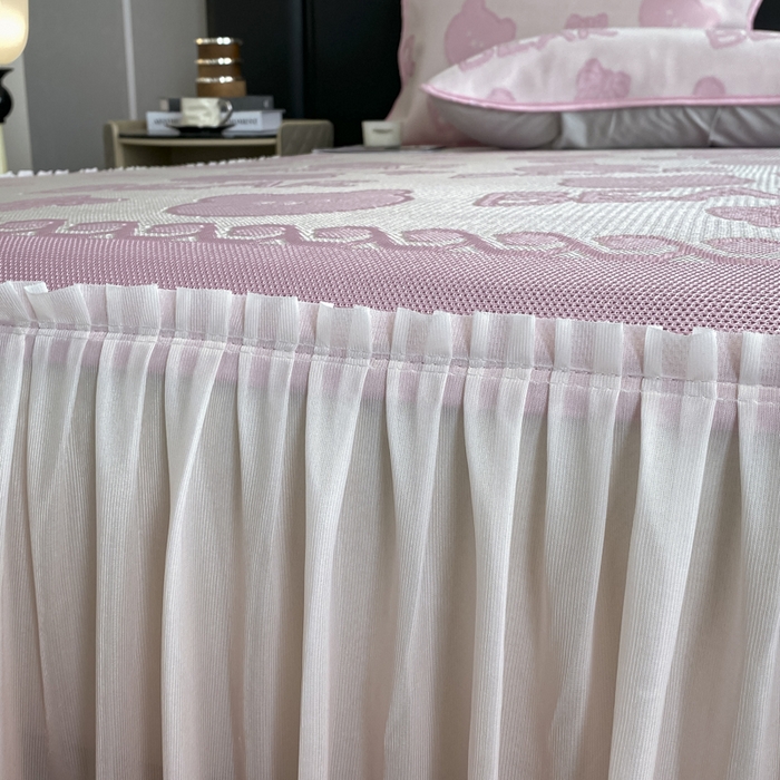 91家纺网 家纺一手货源 找家纺 （总）莱家富 2025新款A类凉感提花冰丝凉席床裙款