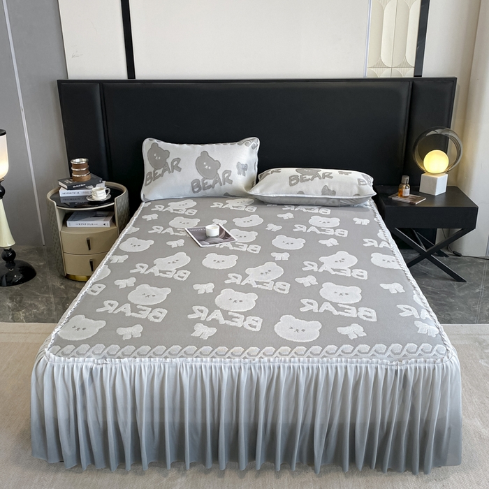 91家纺网 家纺一手货源 找家纺 （总）莱家富 2025新款A类凉感提花冰丝凉席床裙款