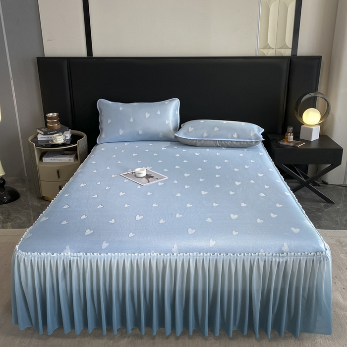 91家纺网 家纺一手货源 找家纺 （总）莱家富 2025新款A类凉感提花冰丝凉席床裙款