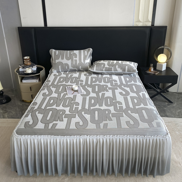 91家纺网 家纺一手货源 找家纺 （总）莱家富 2025新款A类凉感提花冰丝凉席床裙款