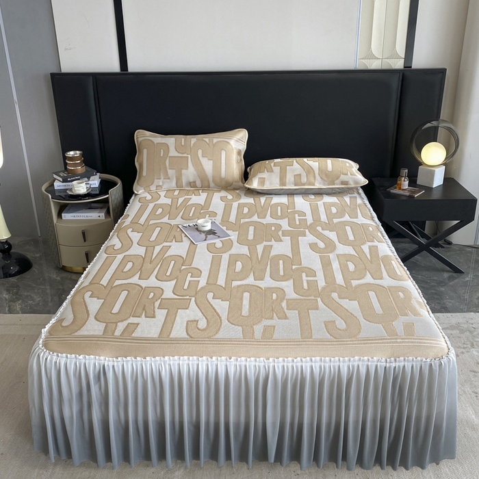 91家纺网 家纺一手货源 找家纺 （总）莱家富 2025新款A类凉感提花冰丝凉席床裙款