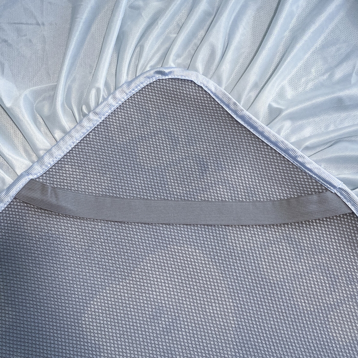 91家纺网 家纺一手货源 找家纺 莱家富 2025新款A类凉感提花冰丝凉席床裙款 快乐小熊-天蓝