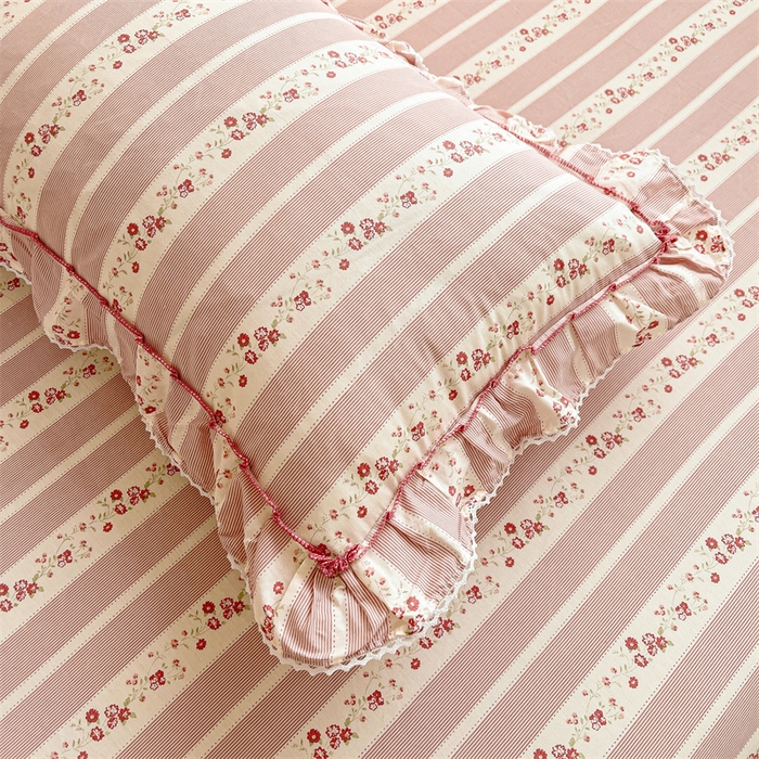 91家纺网 家纺一手货源 找家纺 缦彩 2025新款韩版全棉公主风纯棉床裙单品 多丽粉