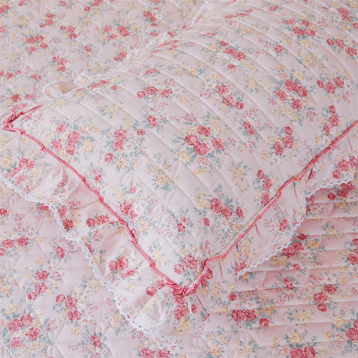 91家纺网 家纺一手货源 找家纺 缦彩 2025新款韩版A类全棉公主风纯棉夹棉床裙 缤纷绮梦