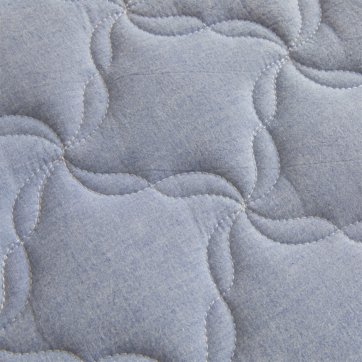 91家纺网 家纺一手货源 找家纺 多谷家纺 2026新款纯棉全棉色织水洗棉大豆夹棉床笠三件套浅牛仔蓝