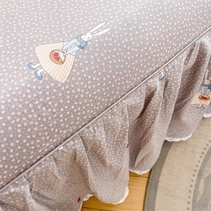 91家纺网 家纺一手货源 找家纺 缦彩 2025新款韩版全棉公主风纯棉床裙单品 小萝莉