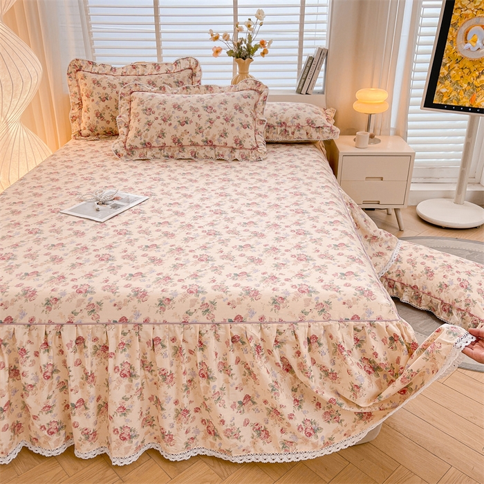 91家纺网 家纺一手货源 找家纺 缦彩 2025新款韩版全棉公主风纯棉床裙单品 蒂芙尼