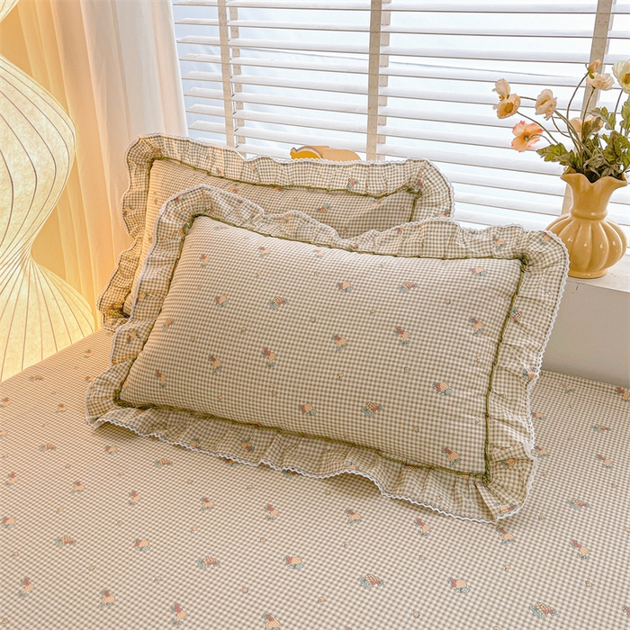 91家纺网 家纺一手货源 找家纺 缦彩 2025新款韩版全棉公主风纯棉床裙单品 苏语绿