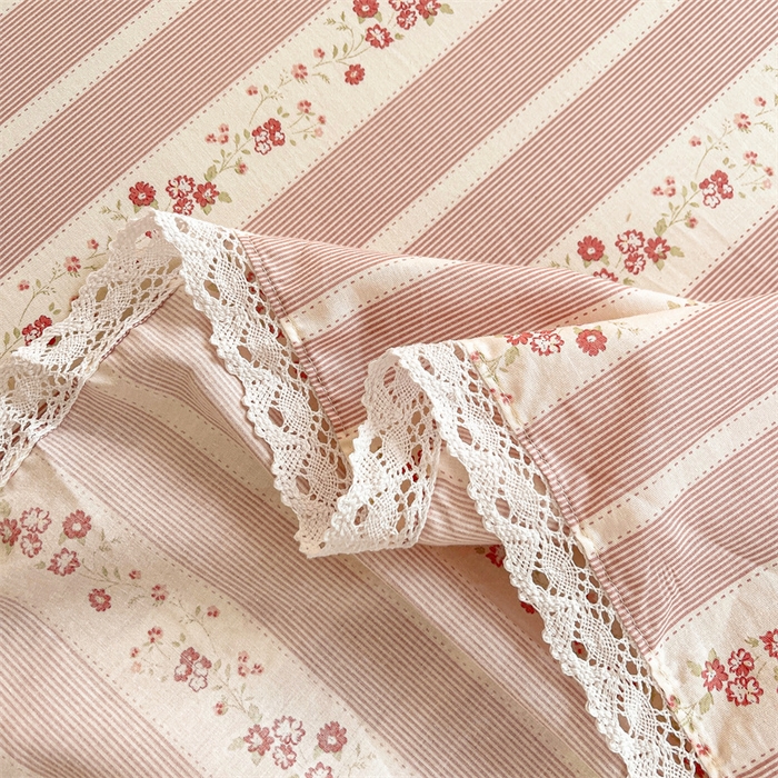 91家纺网 家纺一手货源 找家纺 缦彩 2025新款韩版全棉公主风纯棉床裙单品 多丽粉