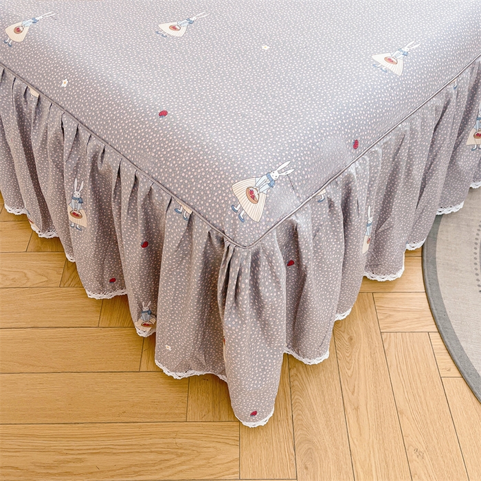 91家纺网 家纺一手货源 找家纺 缦彩 2025新款韩版公主风纯棉全棉床裙四件套 小萝莉