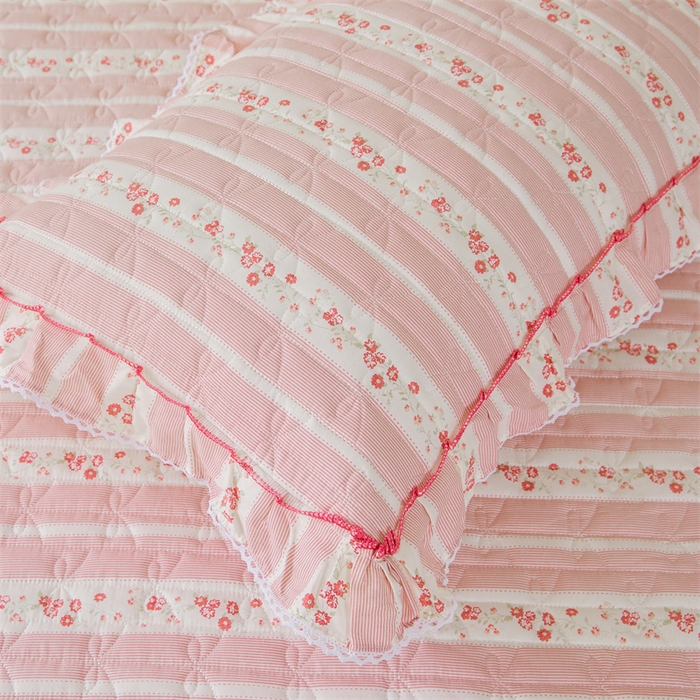 91家纺网 家纺一手货源 找家纺 缦彩 2025新款韩版A类全棉公主风纯棉夹棉床裙 多丽粉