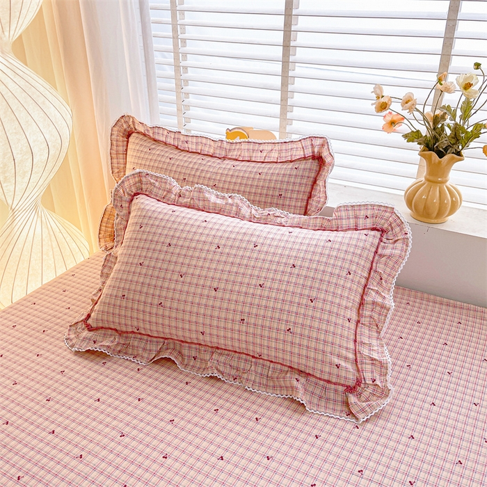 91家纺网 家纺一手货源 找家纺 缦彩 2025新款韩版全棉公主风纯棉床裙单品 卡曼粉