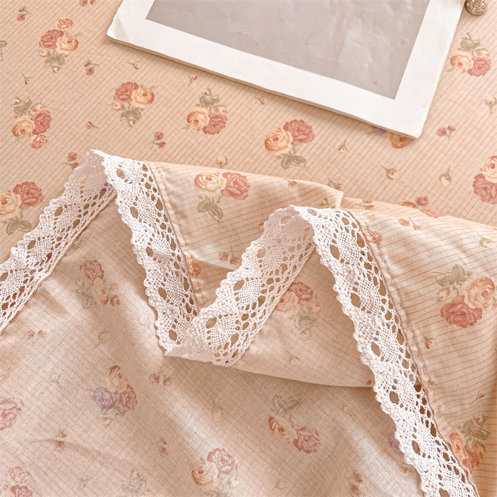 91家纺网 家纺一手货源 找家纺 缦彩 2025新款韩版公主风纯棉全棉床裙四件套 沫沫小姐桔