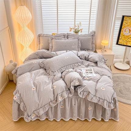 缦彩 2025新款韩版公主风纯棉全棉床裙四件套 小萝莉