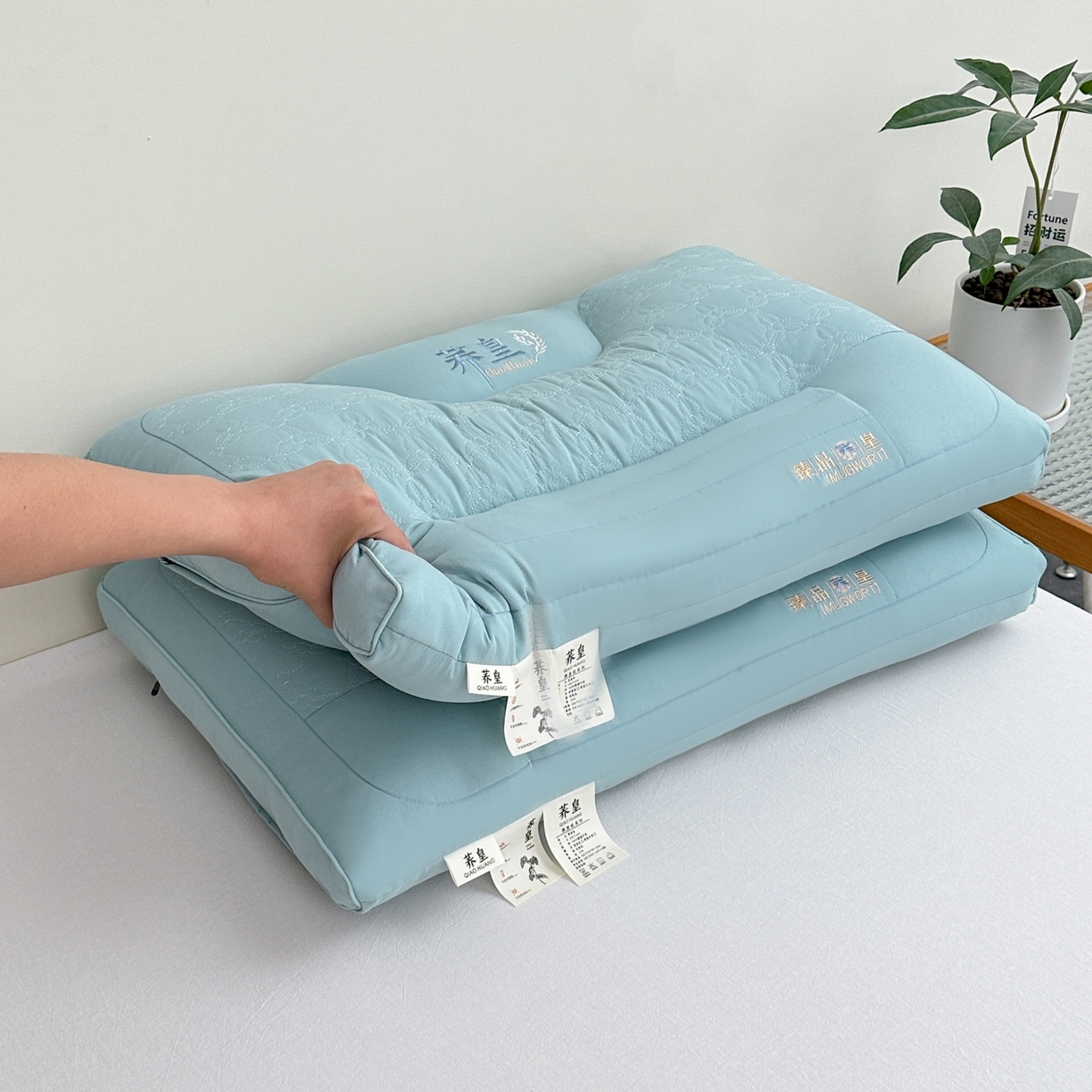 羽凡居 2025新款亲肤荞皇枕头枕芯 绿色 48*74cm/只