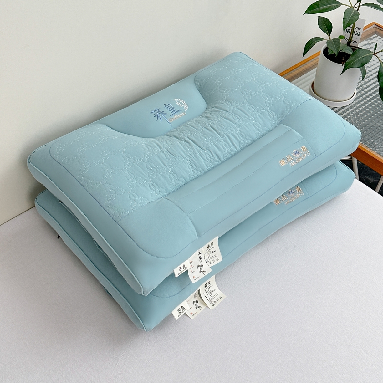 91家纺网 家纺一手货源 找家纺 羽凡居 2025新款亲肤荞皇枕头枕芯 绿色 48*74cm/只