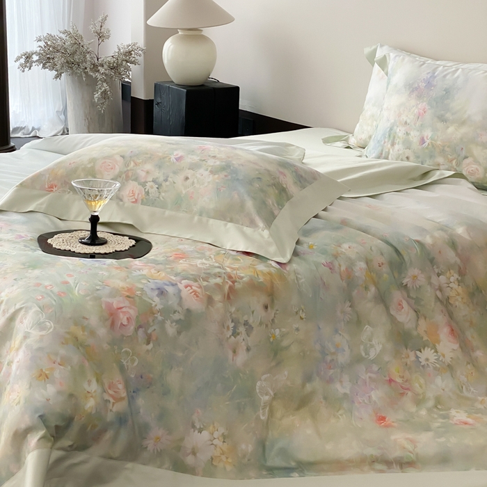 91家纺网 家纺一手货源 找家纺 （总）云栖2025全棉纯棉数码印花50支四件套-春意阑珊