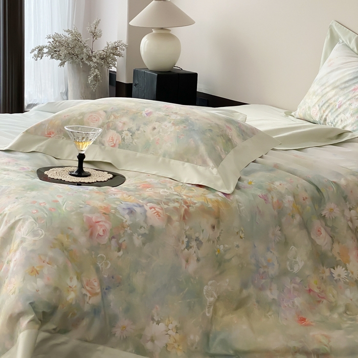 91家纺网 家纺一手货源 找家纺 （总）云栖2025全棉纯棉数码印花50支四件套-春意阑珊