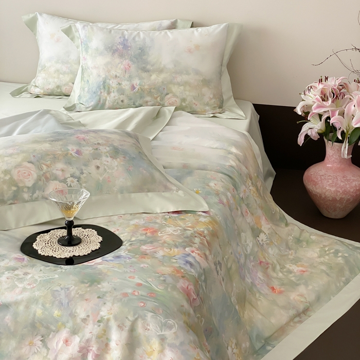 91家纺网 家纺一手货源 找家纺 （总）云栖2025全棉纯棉数码印花50支四件套-春意阑珊