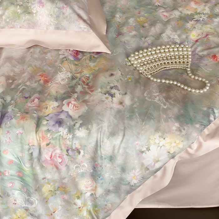 91家纺网 家纺一手货源 找家纺 云栖2025全棉纯棉数码印花50支四件套-春意阑珊 春意阑珊-粉