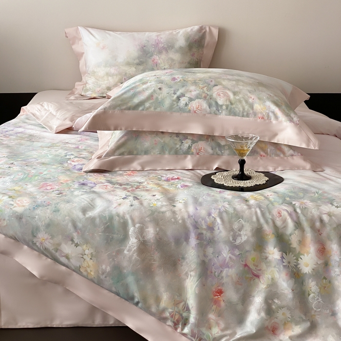 91家纺网 家纺一手货源 找家纺 云栖2025全棉纯棉数码印花50支四件套-春意阑珊 春意阑珊-粉