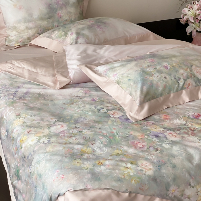 91家纺网 家纺一手货源 找家纺 云栖2025全棉纯棉数码印花50支四件套-春意阑珊 春意阑珊-粉