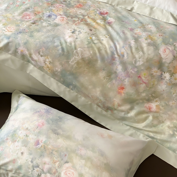 91家纺网 家纺一手货源 找家纺 云栖2025全棉纯棉数码印花50支四件套-春意阑珊 春意阑珊-绿