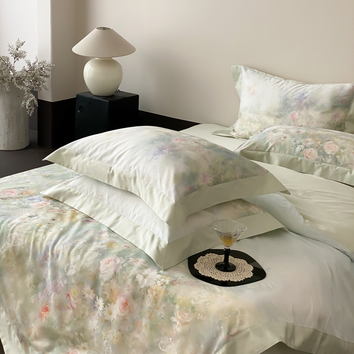 91家纺网 家纺一手货源 找家纺 云栖2025全棉纯棉数码印花50支四件套-春意阑珊 春意阑珊-绿