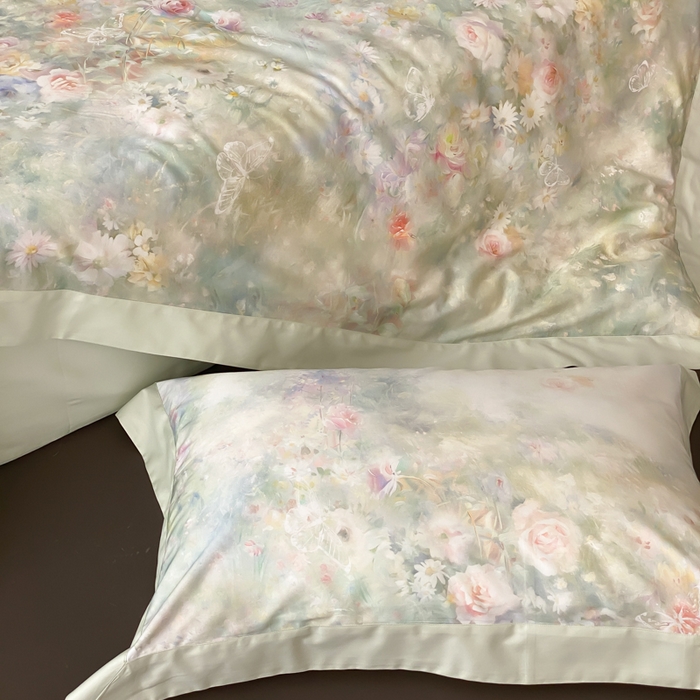 91家纺网 家纺一手货源 找家纺 云栖2025全棉纯棉数码印花50支四件套-春意阑珊 春意阑珊-绿