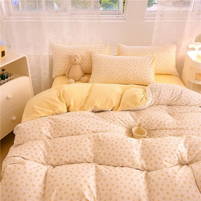 91家纺网 家纺一手货源 找家纺 优品阁 2025新款云感皱皱纱四件套 小晴天