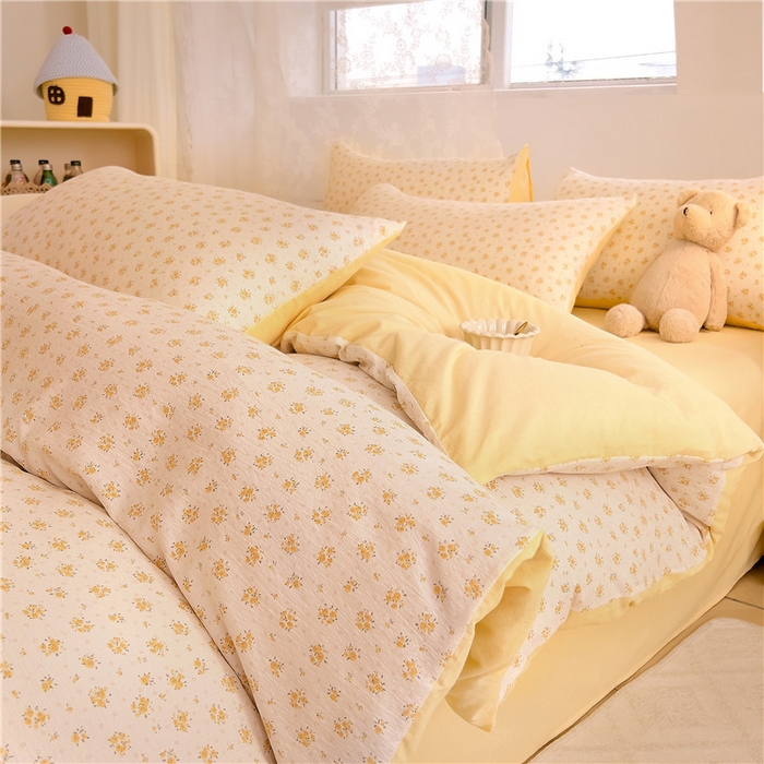 91家纺网 家纺一手货源 找家纺 优品阁 2025新款云感皱皱纱四件套 小晴天