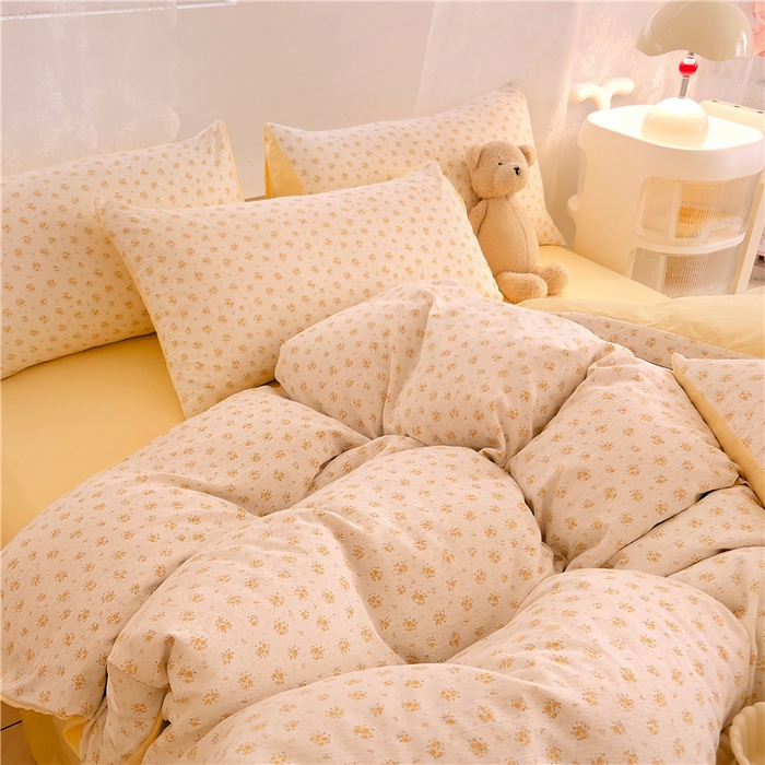 91家纺网 家纺一手货源 找家纺 优品阁 2025新款云感皱皱纱四件套 小晴天